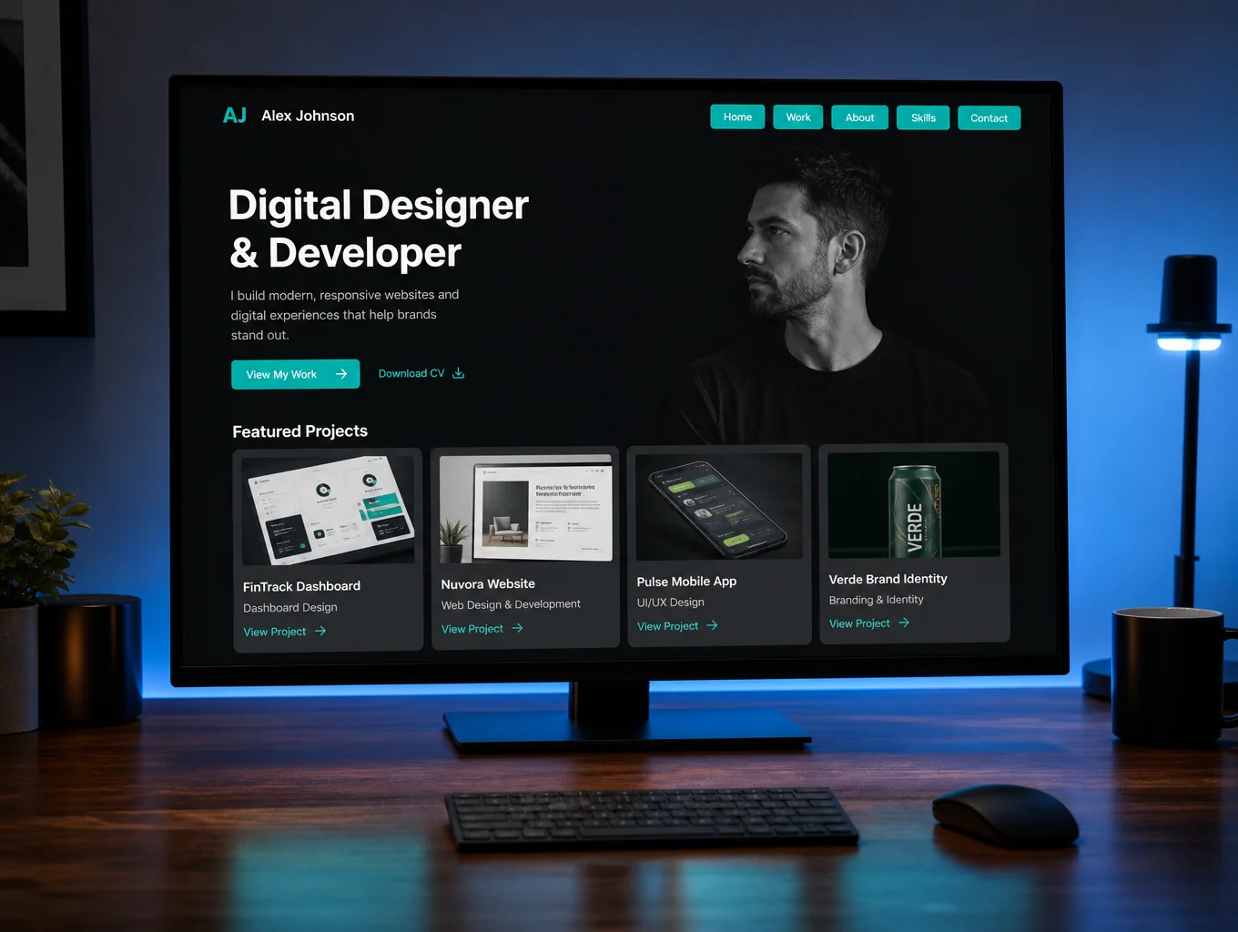 Premium Webdesign Showcase auf Desktop Monitor